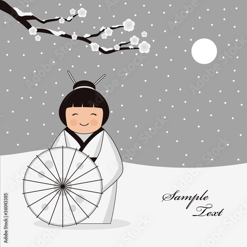 winter scene with japanese girl