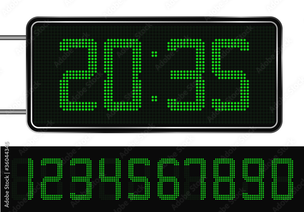 Vector Green Digital Clock Vector Green Digital Clock