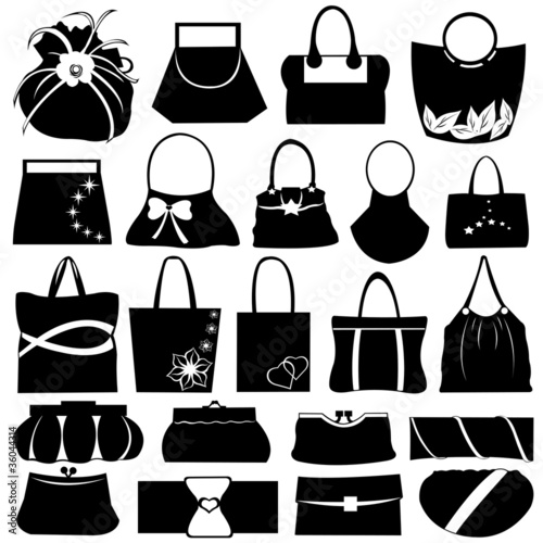 Female purse set isolated on white