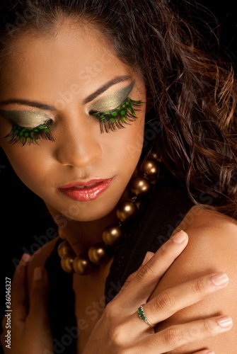 Beautiful East Indian Woman with feather eyelashes