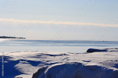 View of Svir river at winter © konstan