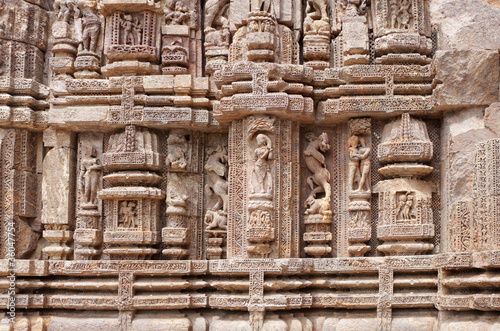 Fine carving on sandstone of Sun temple Konark