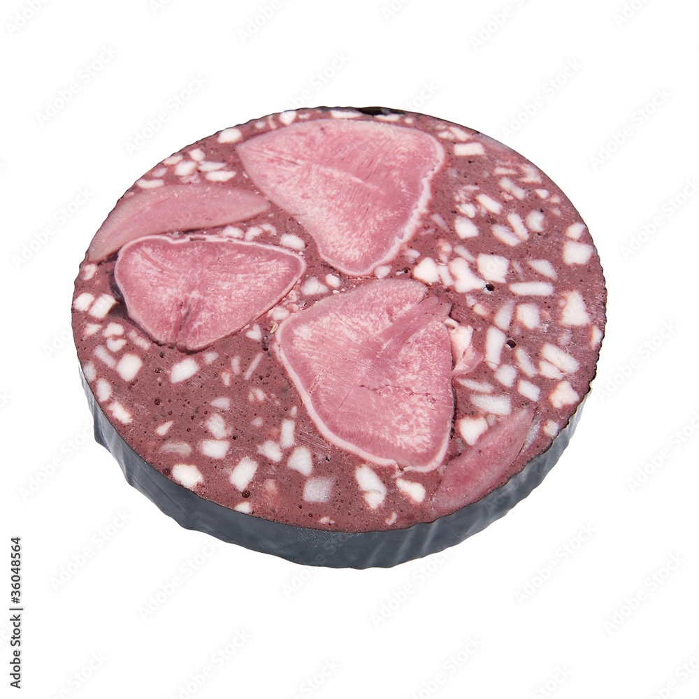 tranche de saucisse de langue sur fond blanc tranche de saucisse de langue sur fond blanc