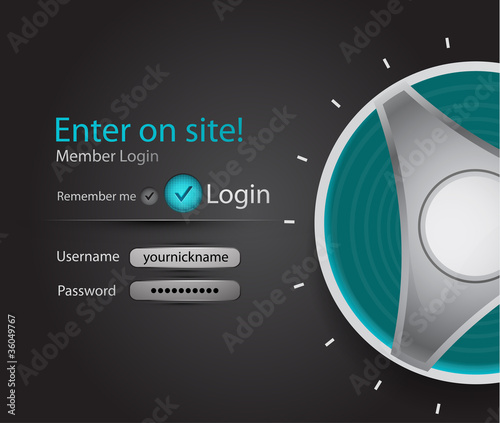 Vector login page with tune button