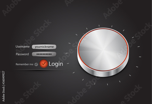 Vector login page with tune button