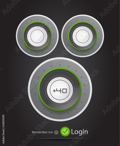 Vector login page with tune button