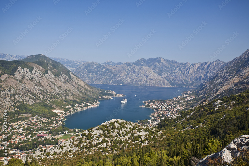 Panoramic view of Kotor bay, Montenegro