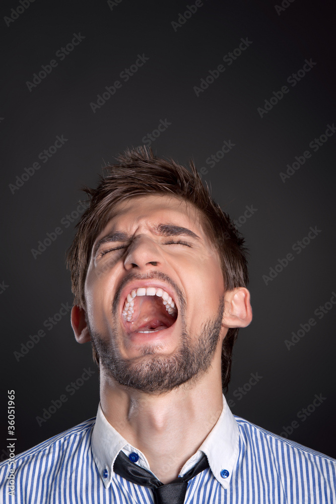 emotional business man man over gray background emotional business man man over gray background
