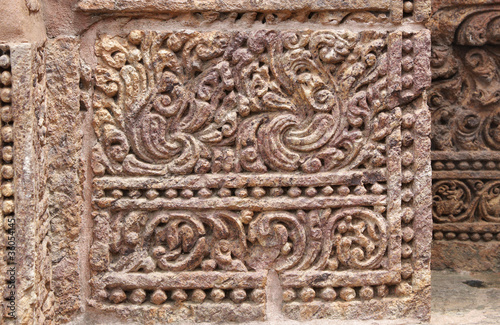 Brilliant floral design in sandstone, Sun temple Konark