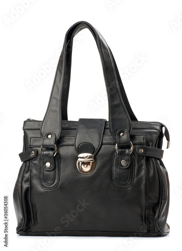 Black female handbag over white
