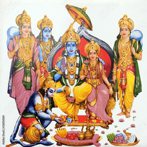 hindu deity Hanuman and Lord Rama photo