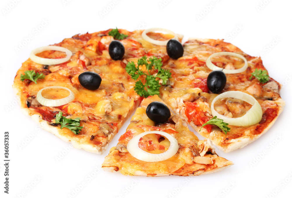 tasty pizza isolated on white tasty pizza isolated on white