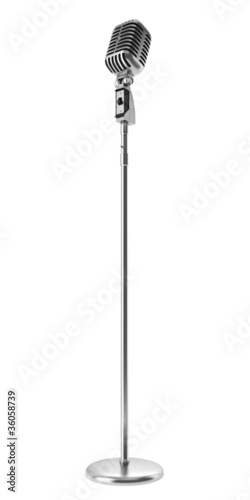 vintage microphone isolated on white background