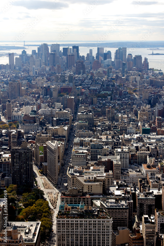 View towards New York Manhattan Downtown