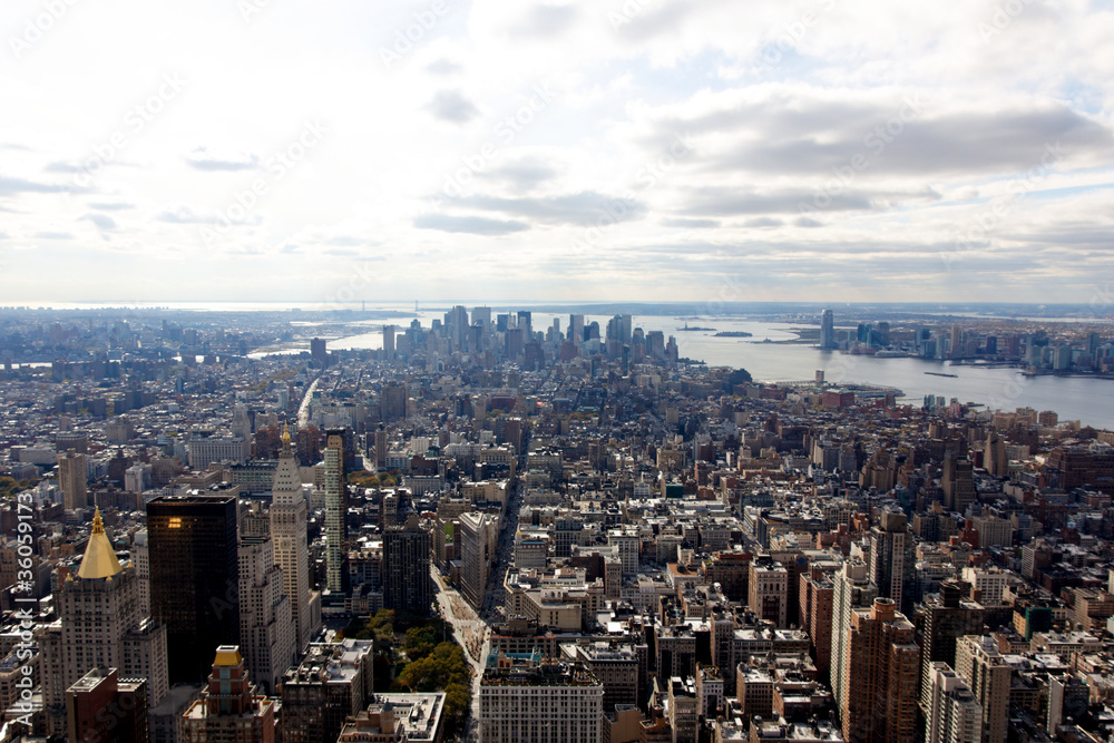 Panorama View towards New York Manhattan Downtown