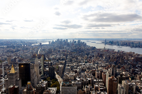 Panorama View towards New York Manhattan Downtown