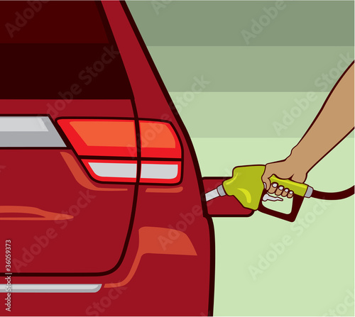 Hand fueling the car vector