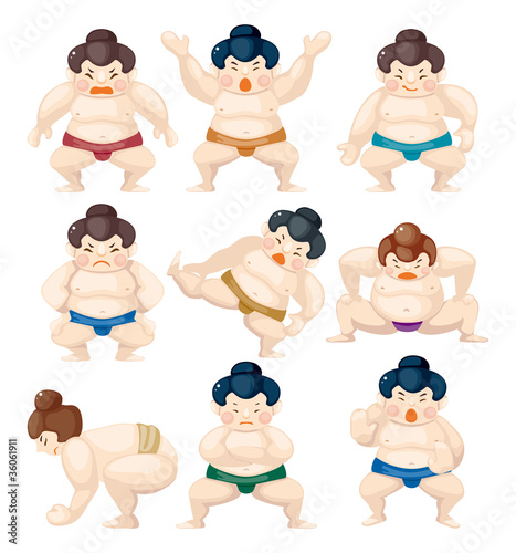 cartoon Sumo wrestler icons