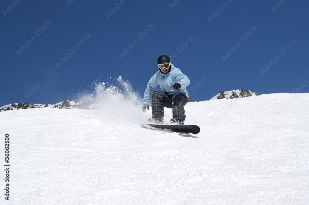 Snowboarding in snowy mountains Snowboarding in snowy mountains