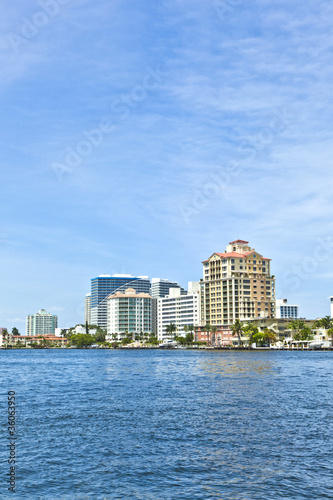 skyline of Fort Lauderdale from the canal