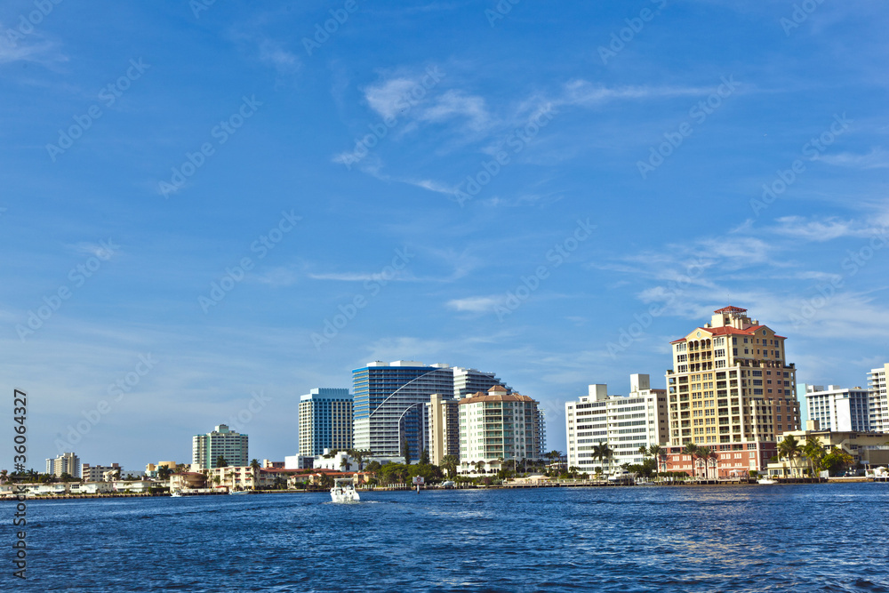 skyline of Fort Lauderdale from the canal skyline of Fort Lauderdale from the canal