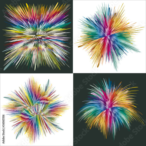 Set of four vector splashes in full color range