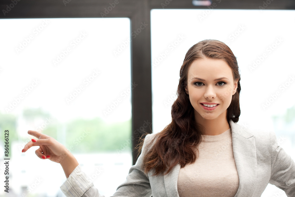 businesswoman pointing her finger