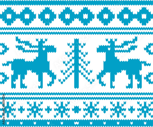 Seamless knitted christmas pattern, vector