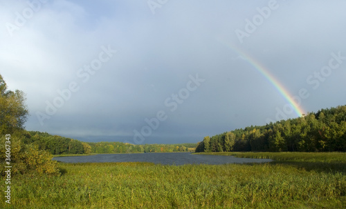 Lake and rainbow