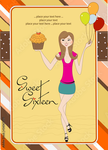 Sweet Sixteen Birthday card with young girl