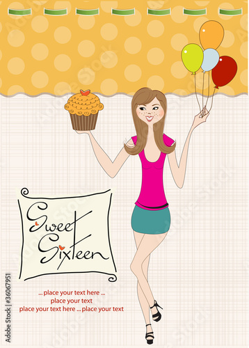 Sweet Sixteen Birthday card with young girl