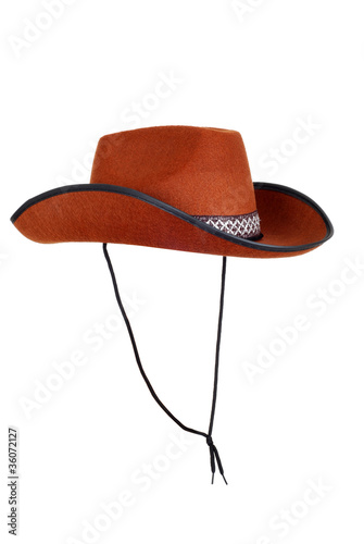 isolated cowboy hat with strap