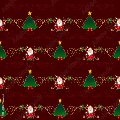 Santa claus seamless and trees
