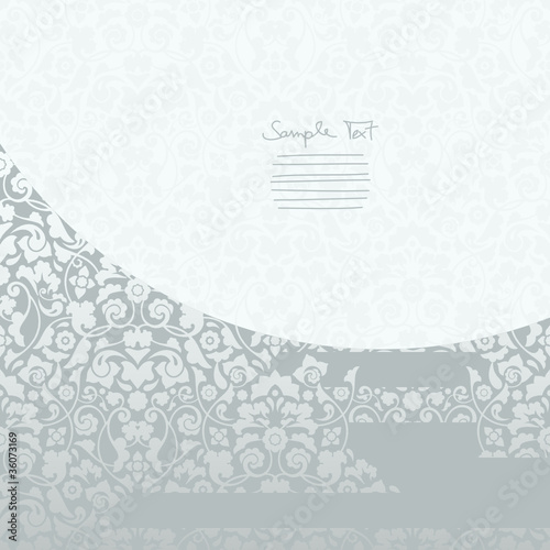 Seamless Damask Pattern Silver Background
