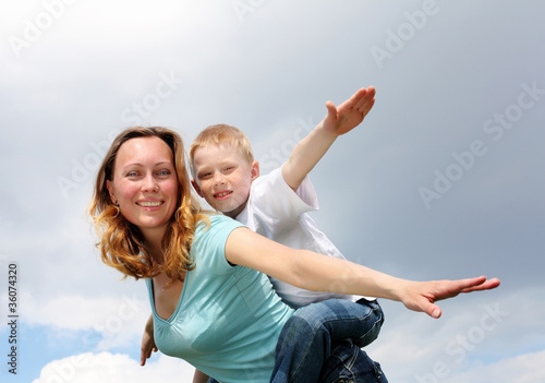 mother with her son outdoors