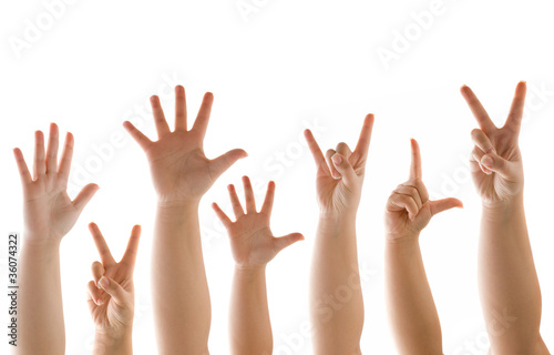 Hand and Finder Gestures On White
