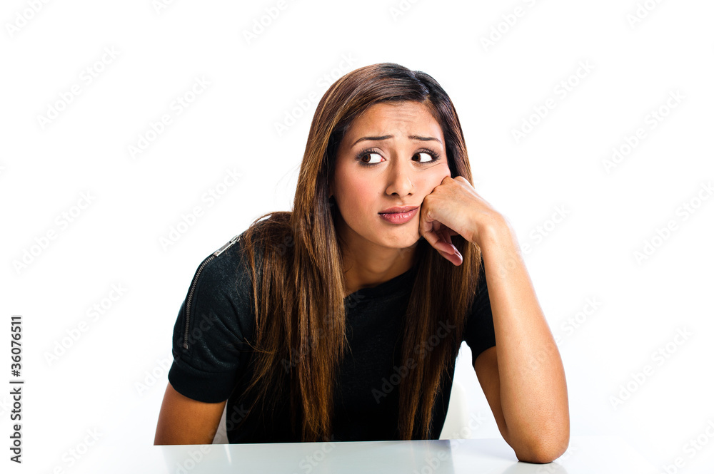 Young beautiful unhappy Asian teen Young beautiful unhappy Asian teen
