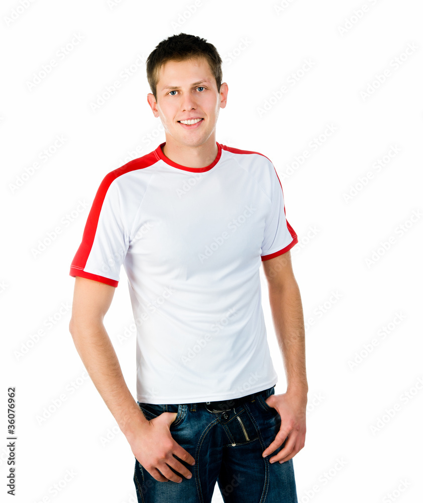 Pretty young man on white background Pretty young man on white background