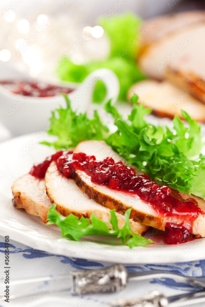 Turkey breast with cranberry sauce