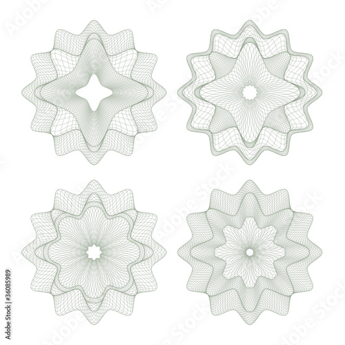 Set of vector guilloche rosettes