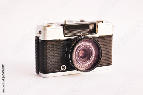 old photographic camera isolated over white