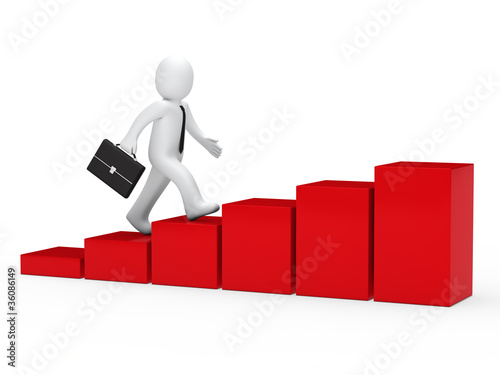 3d businessman run to success