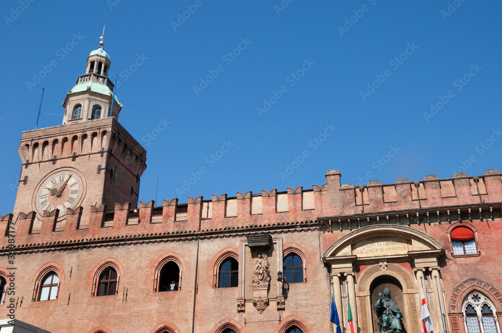 Tower of the Town Hall in Bologna Italy