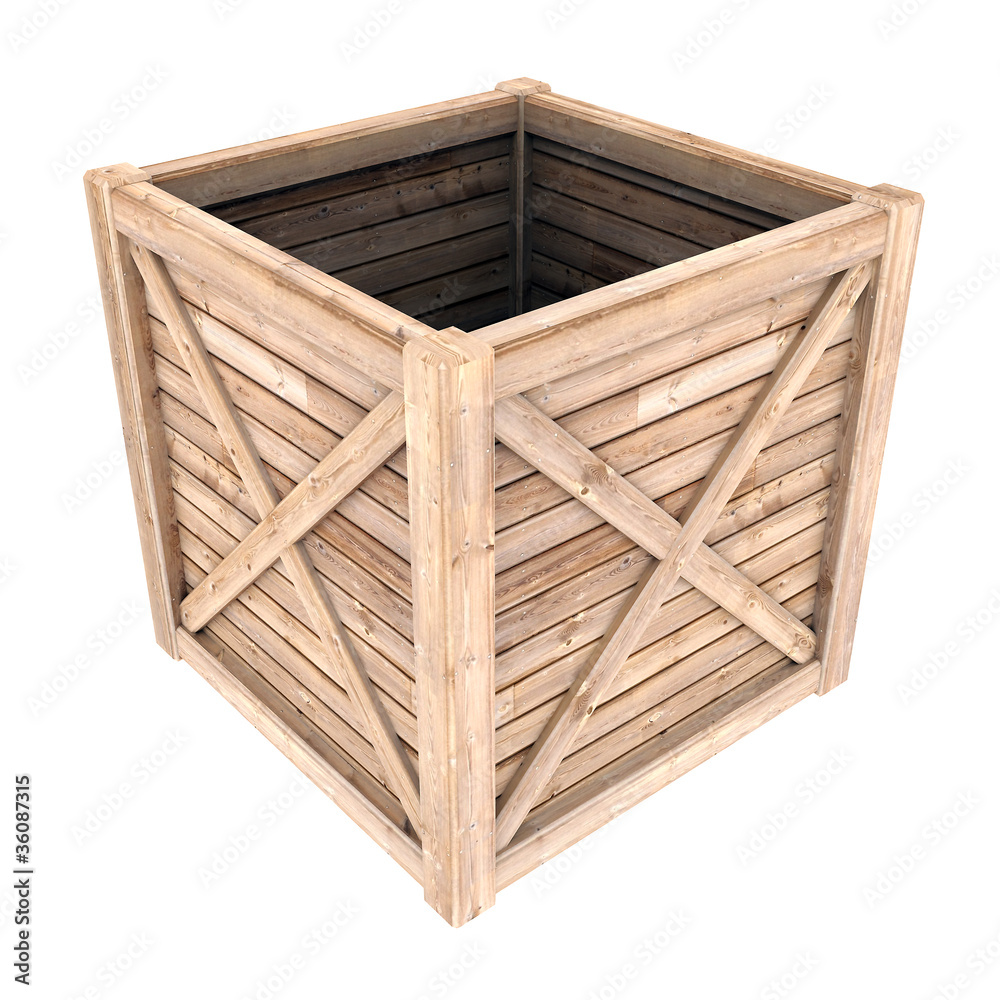 image on a white wooden container, isolated background image on a white wooden container, isolated background