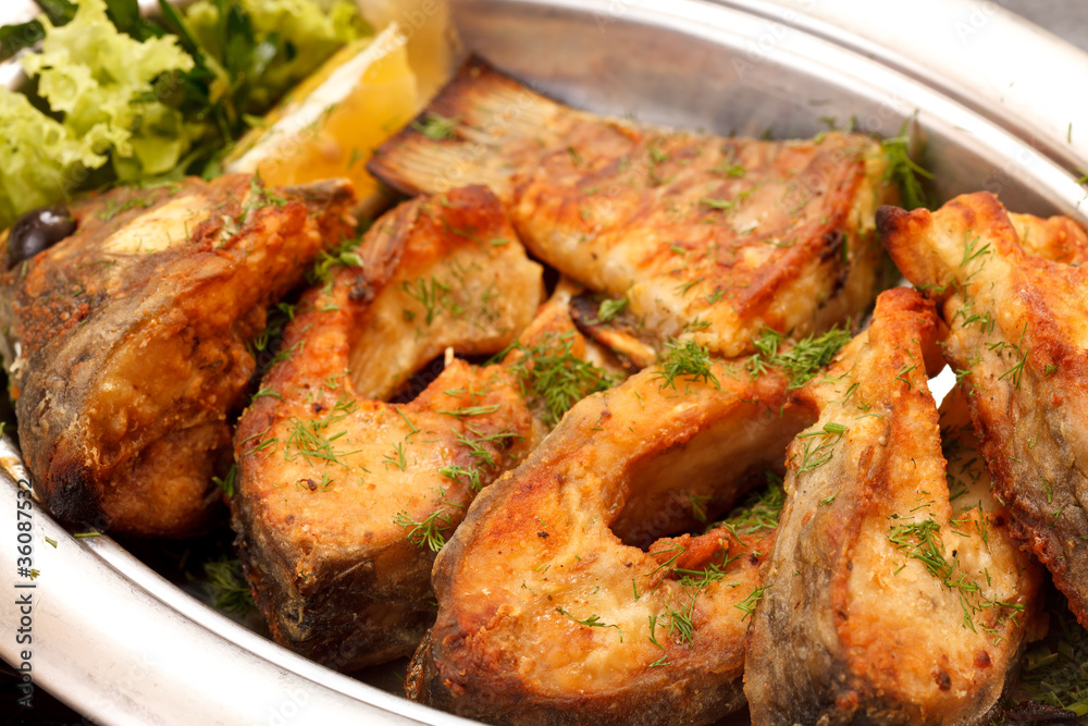 Fototapeta premium fried fillet carp