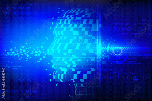 Technological Background with Human Head