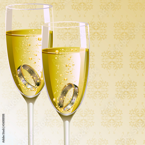 Engagement Ring with Champagne Glass