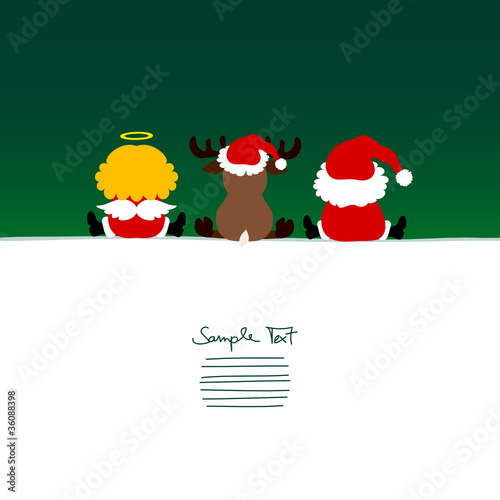 Card Santa, Angel & Reindeer