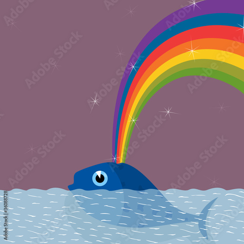 From a whale the rainbow pours out