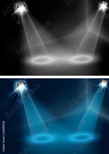 Blue and white spotlights vector